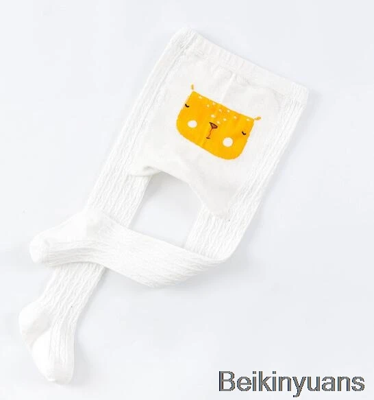 Колготки с мультяшными принтами Для мальчиков и девочек детские носки из хлопка с принтом животных; детские носки для новорожденных, детей длинные гетры для детей, аксессуары - Цвет: White