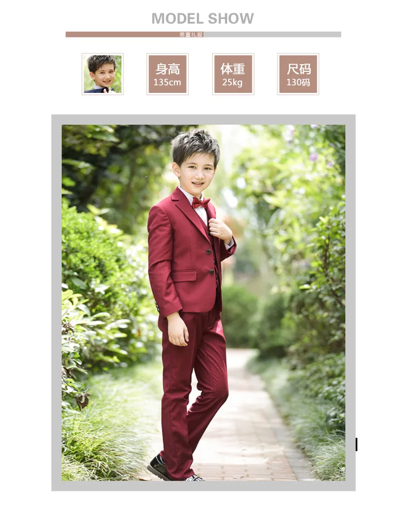 Boys Weddings  Suits Clothing Sets (Jacket+ Pant +Tie) Kids Prom Party Wear Clothes For Children  Boy Formal Classic Costume (2)
