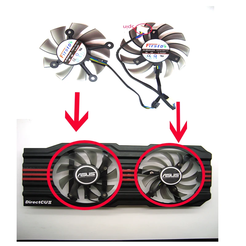 Бесплатная доставка 1 SET FD8015U12S/FD7010H12S 12В ASUS GTX560ti независимый игровой вентилятор
