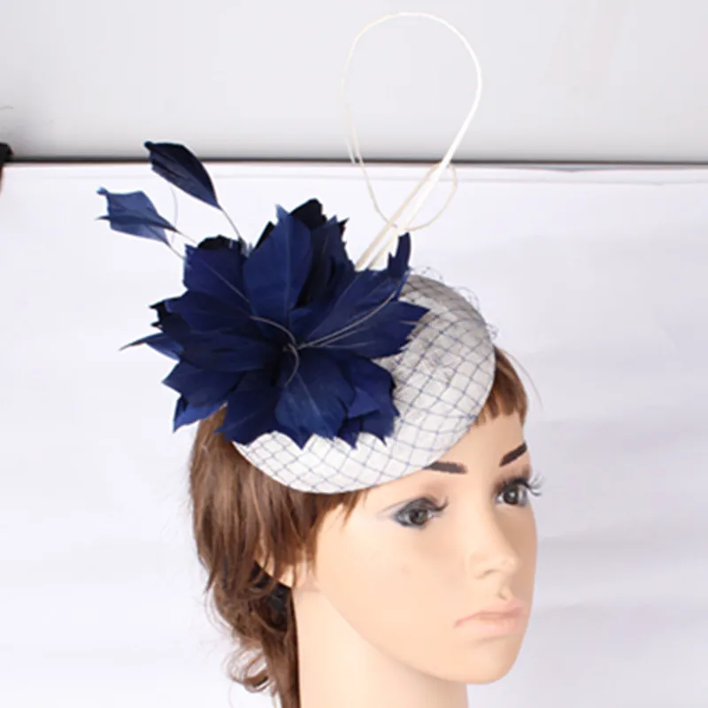 

Fashion sinamay hat feather flower and ostrich quill fascinator headwear cocktail hats occasion hairstyle Multiple colors MYQ130