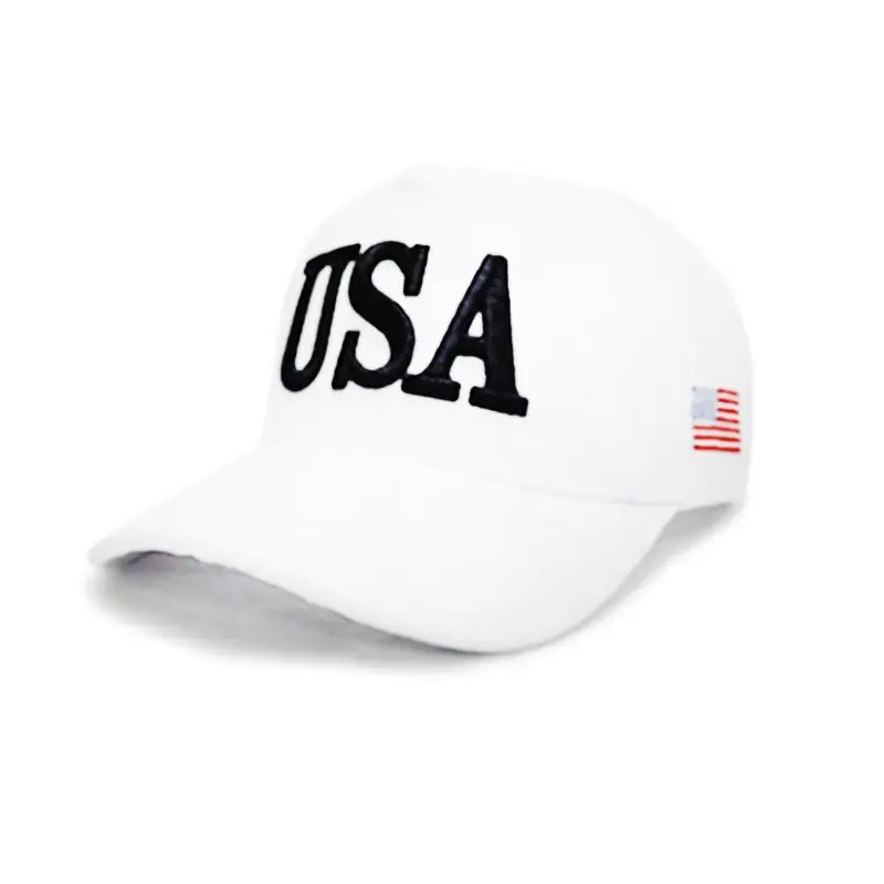 Бейсбольная кепка для улицы в стиле унисекс, модель года, американский флаг 45, Регулируемая Кепка с 3D вышивкой, Кепка для водителя грузовика - Цвет: Белый