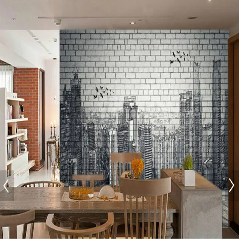 Urban architecture black white hand-painted brick wall 3d background wall painting large fresco paper bedroom study 3D wallpaper Urban architecture black white hand-painted brick wall 3d background wall painting large fresco paper bedroom study 3D wallpaper