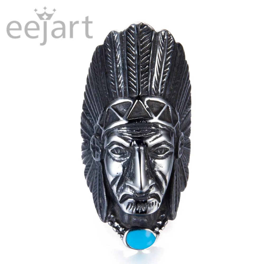 Mens Boys 316L Stainless Steel Native American Indian Rings Punk Gothic Ring