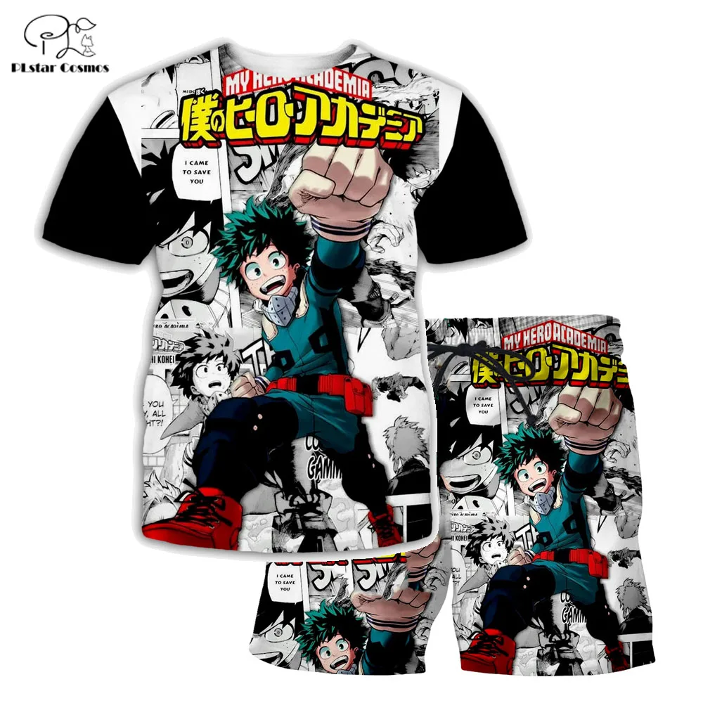 

PLstar Cosmos Summer T Shirts Anime Printed My Hero Academia 3D T-Shirt and shorts Mens for boy Suit plus size XS-7XL MHA-6