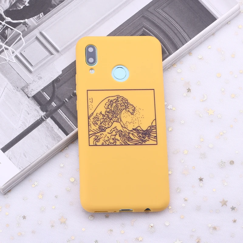 Силиконовый чехол для телефона Samsung S8 S9 S10 S10e S20 Plus Note 8 9 The Great Wave off Kanagawa карамельные