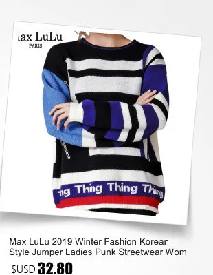 Max LuLu/модные женские вязаные свитера в Корейском стиле в стиле панк; женские хлопковые свитера с принтом; зимние Джемперы; повседневные женские пуловеры