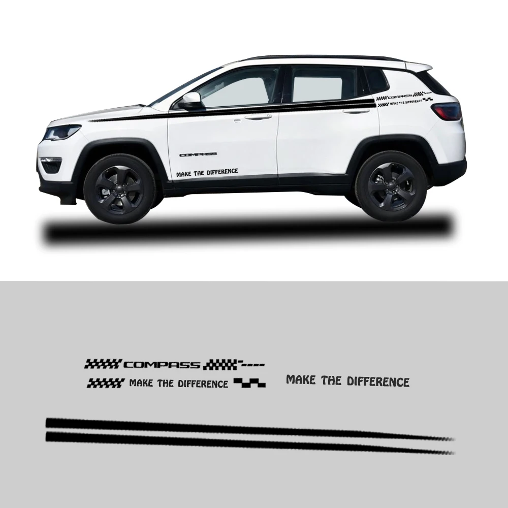 Автомобильные аксессуары для Jeep Compass хэтчбек седан SUV Автомобильная боковая наклейка на тело наклейки самостоятельное украшение на заказ логотип автомобиля наклейки 280 см - Название цвета: Black