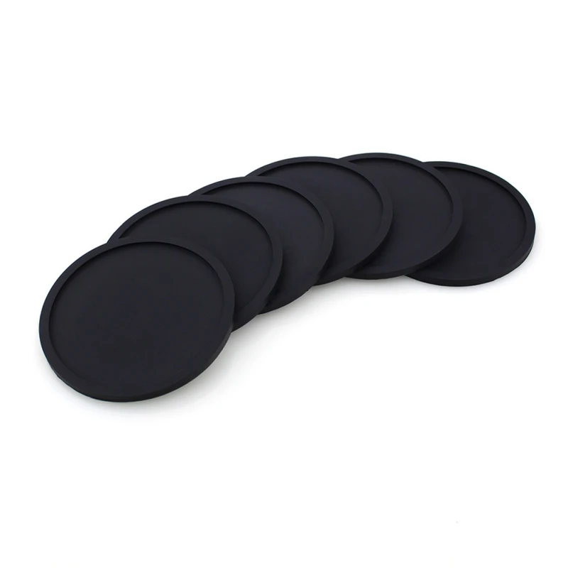 

1set Silicone Black Drink Coasters Non-slip Round Soft Sleek and Durable Easy to Clean