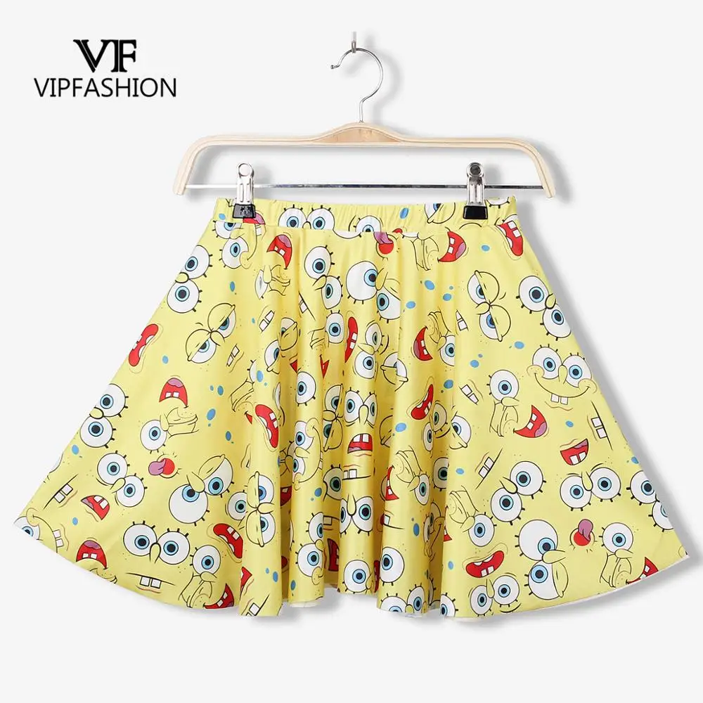 

VIP FASHION Bohemia Summer 3D Printed Graffiti Fashion Elements Floral Print Skirt Seamless Elastic Mini Pleated Skirt Female