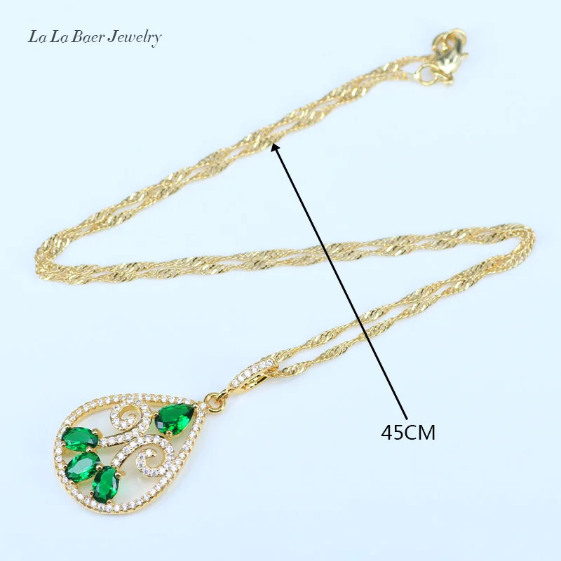 L& B стиль перо Зеленый создан Изумрудный Белый Кристалл Золото Цвет Свадебные Ювелирные наборы для женщин браслеты ювелирные изделия