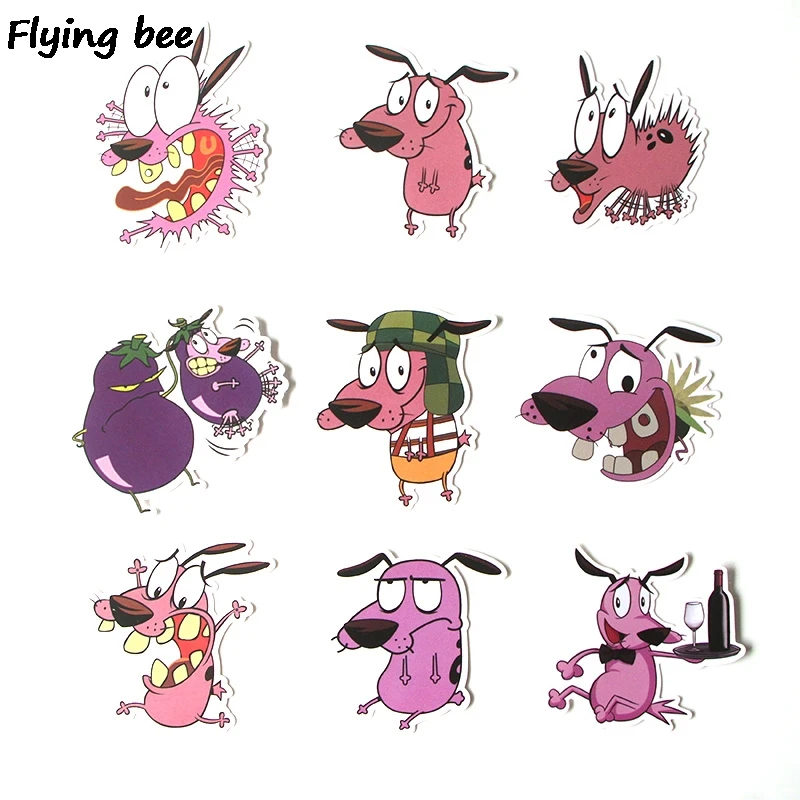 Flyingbee, 38 шт., смелость, трусливая собака, ПВХ, наклейка s, Скрапбукинг для телефона, багажа, ноутбука, велосипеда, гитарная наклейка, наклейка X0283