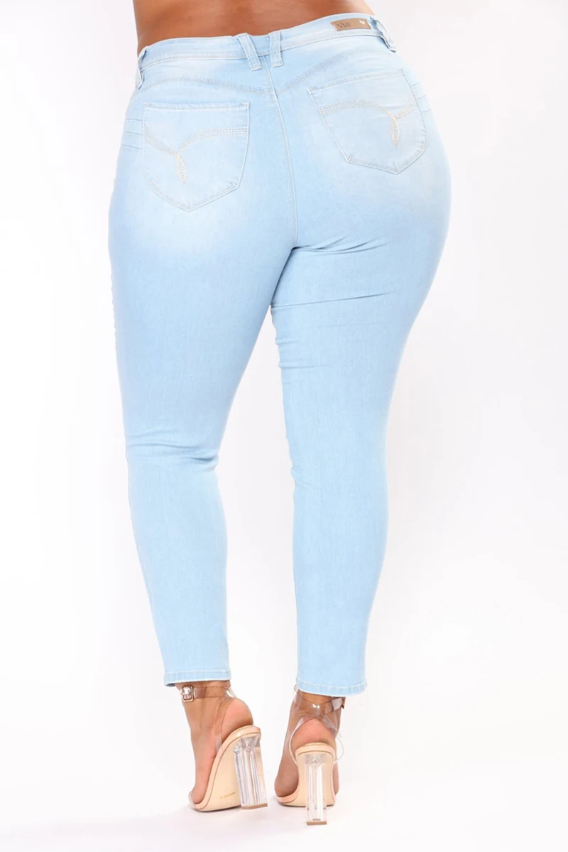 Плюс размер Джинсы для женщин Для женщин Высокая Талия обтягивающие узкие синие джинсы Брюки для девочек Для женщин на молнии стрейч промывают Джинсы для женщин Для женщин 4XL 5XL 6XL 7XL большой бедра