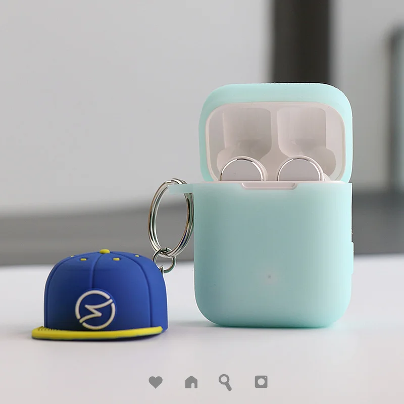 Силиконовый чехол для Xiaomi Airdots Pro чехол силиконовый чехол с карабином сумка с крючком для Air TWS беспроводная гарнитура зарядная коробка - Цвет: case with hat