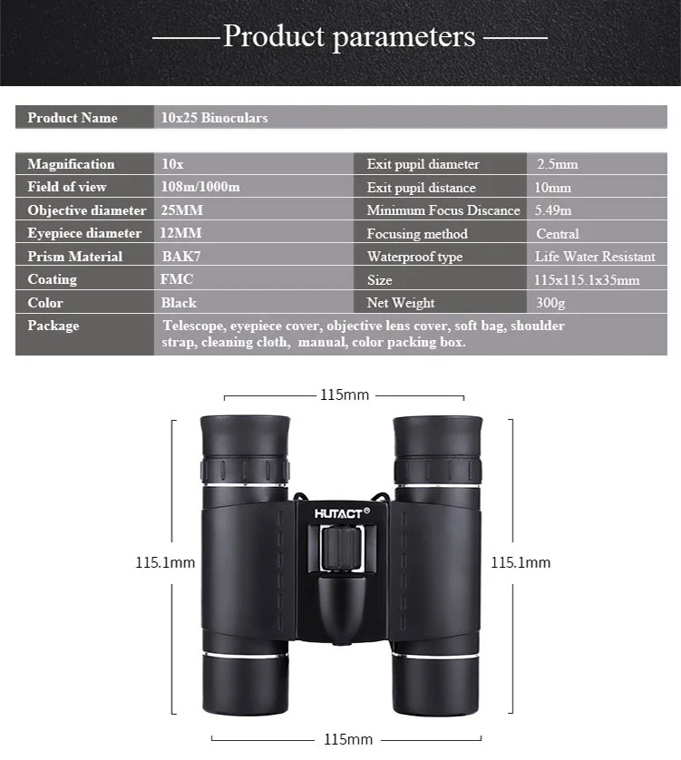 10X25 Мини Складной телескоп высокой четкости HD Бинокль Карманный телескоп водонепроницаемый опера очки для наблюдения за птицами Охота