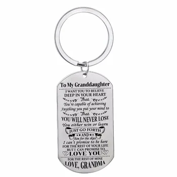 

12PC/Lot Charm Granddaughter Keychain Gift Love Grandma Military Action Figure Toy For Kids Family Girls Stainless Steel Keyring