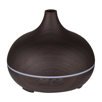 

Free shipping 300ml ultrasonic aroma diffuser woodgrain essential oil set aromatherapy humidifier air purifier with 7C LED light