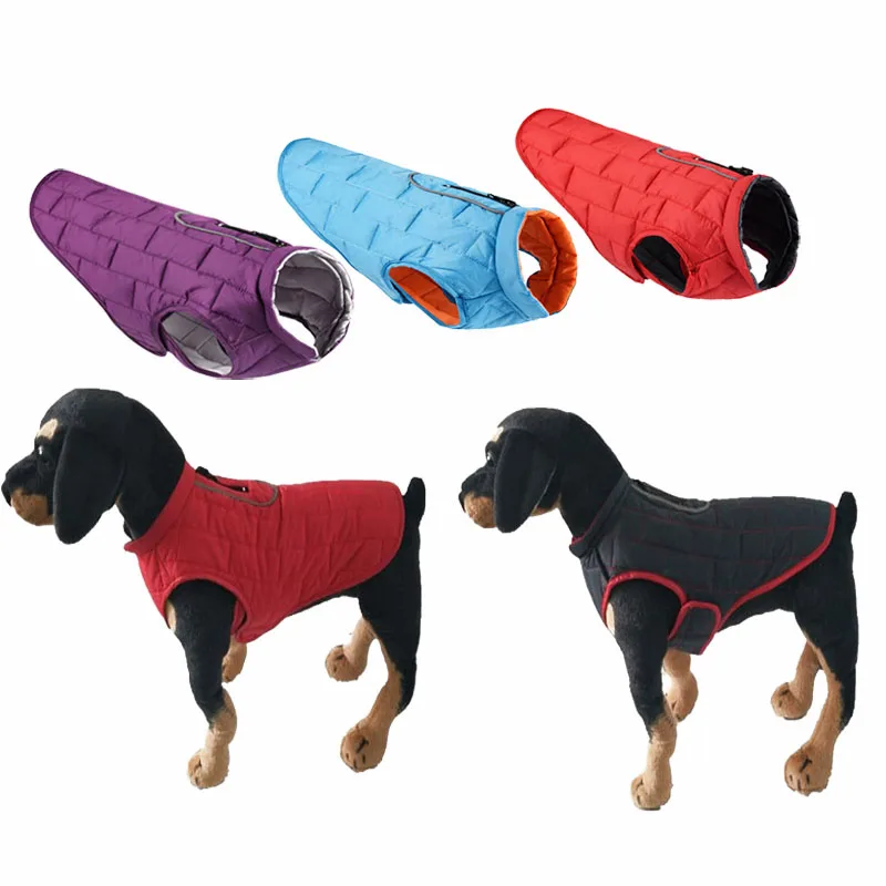 

Pet Dog Clothes Waterproof Warmly Dogs Outdoor Reflective Dog Jacket Clothing For Winter Warm Breathable two ways Wear ZNC01