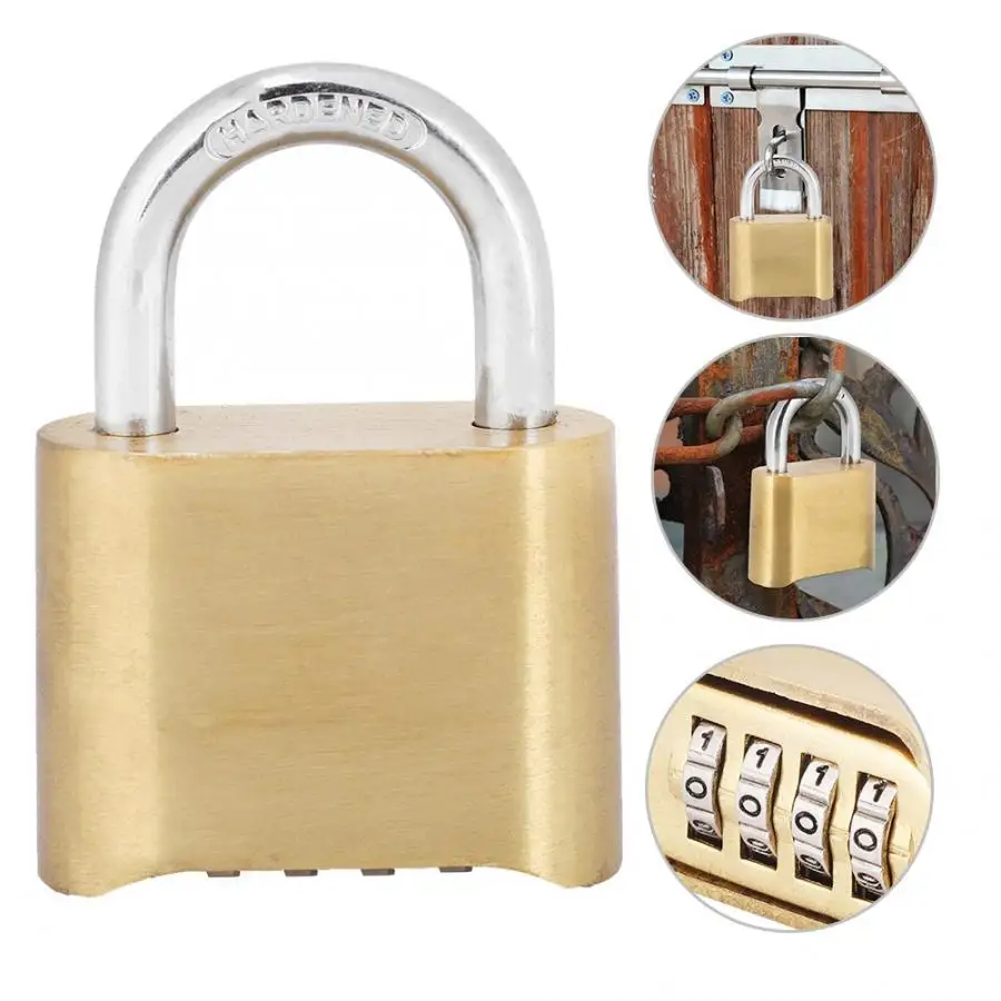 

4 Dail Digit Rust Proof brass Door Password Lock Combination Padlock Warehouse Cupboard Door Locks