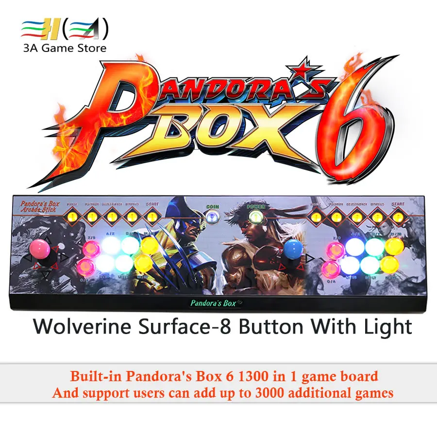 Pandora Box 6 1300 in 1 arcade joystick controller 8 Button led light 2 players Console can add 3000 games usb joystick for pc Pandora Box 6 1300 in 1 arcade joystick controller 8 Button led light 2 players Console can add 3000 games usb joystick for pc