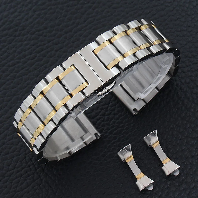 Steel black gold stainless steel strap bracelet 18mm 20mm 22mm 24mm solid metal accessories for men and women+tool | Наручные часы