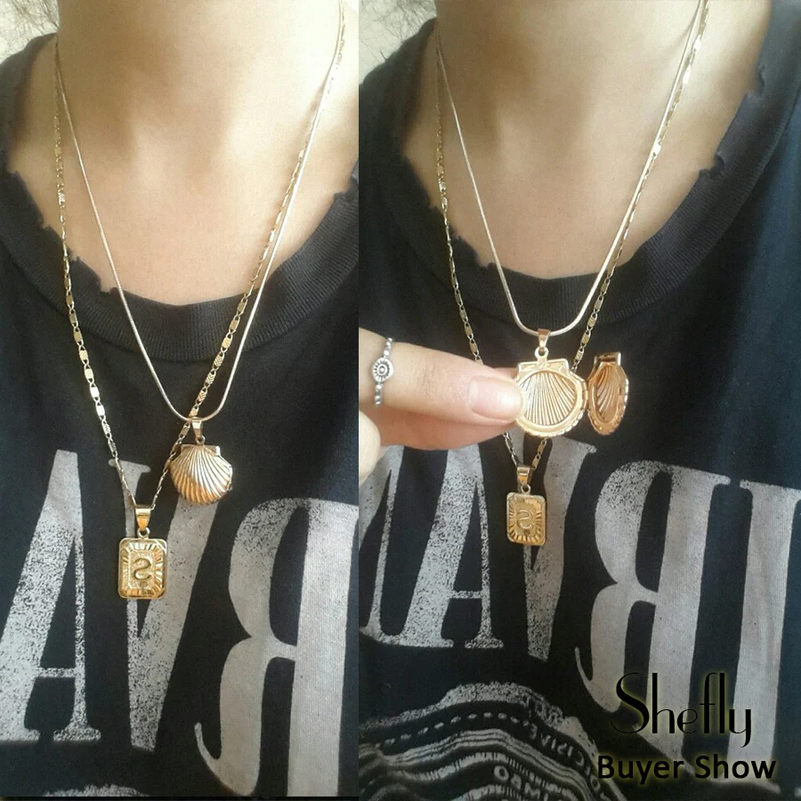 Женское ожерелье с ракушками цвет морской волны 2020|locket necklace|birthday giftpendant jewelry |