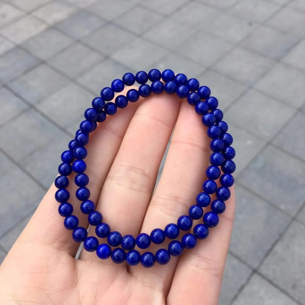 

Fine Jewelry Ntural Blue Lapis Gemstone Bracelets for women 18.8grams 5.3mm Fine Female Hologram Bracelet
