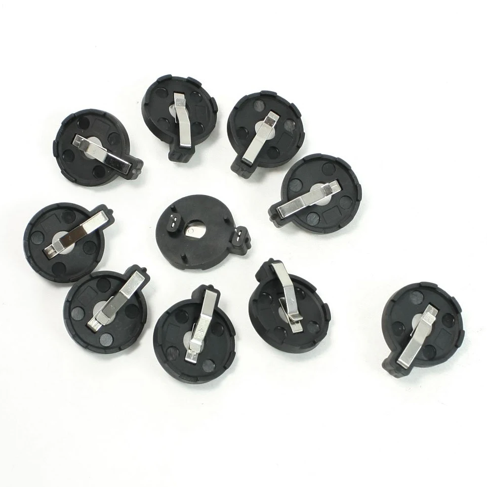 

TOP CR2016 2025 2032 Coin Cell Button Battery Holder Socket Black 10 Pcs