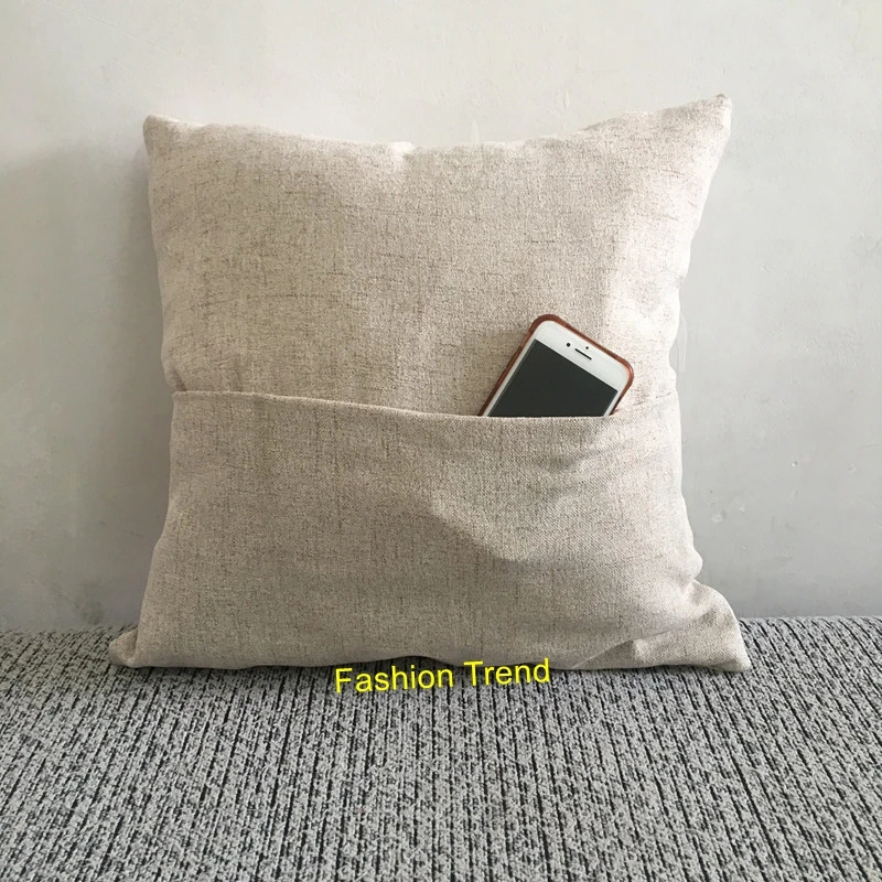

10pcs/lot monogram linen cotton mixed 3 colors pocket pillow cover Father's day gift monogram pillow case