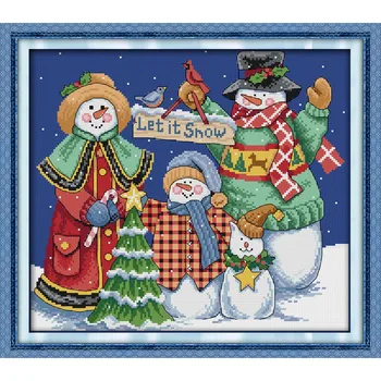 

Everlasting love Christmas snowman Ecological cotton Chinese cross stitch kits counted stamped 14CT and 11CT new sales promotion