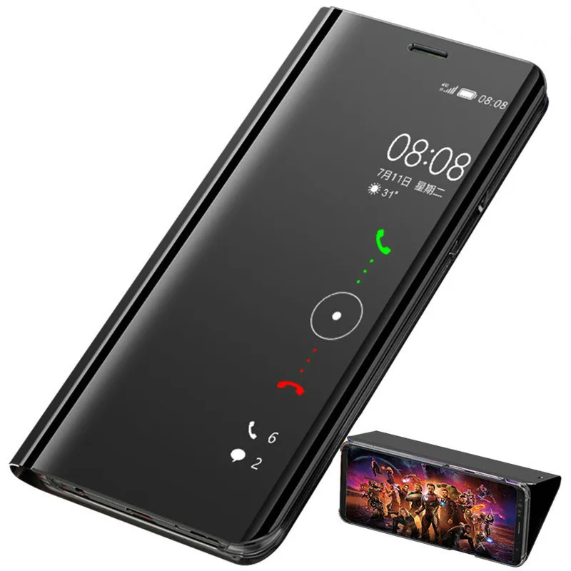 

Mirror Smart View Leather Case For Huawei Y9 P Smart 2019 Y7 Nova 3i P30 lite P20 Mate 20 Pro 9X Honor 9 lite 8A 7A Mobile phone