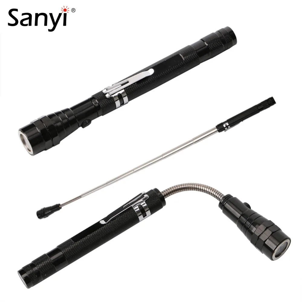 

Outdoor Camping Tactical Flash Light Torch Spotlight 3x LED Telescopic Flexible Magnetic LED Flashlight With 4x Button battery