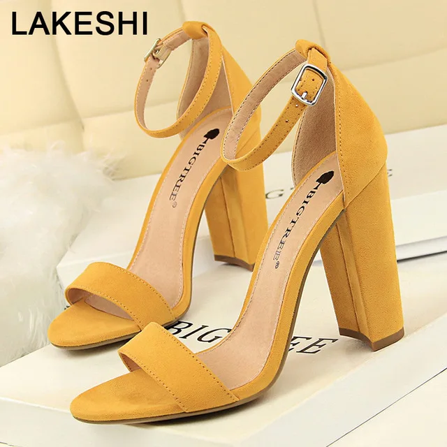 

BIGTREE Shoes Women Sandals Block Heels Buckle Women Shoes Summer Female Sandalias High Heels Sexy Women Heels Ladies Shoes Hot