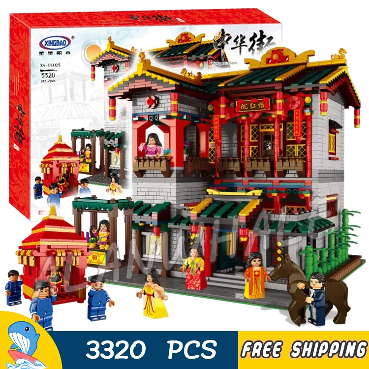 

3320pcs China Town Creator Street Ancient Yihong Brothel 01003 Model Building Blocks Toys Bricks Compatible With Lego