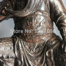 Xd 00994 16 Китайская Народная Храм Медь Бронза Дракон GuanGong Гуань Юй Воин Статуя Будды
