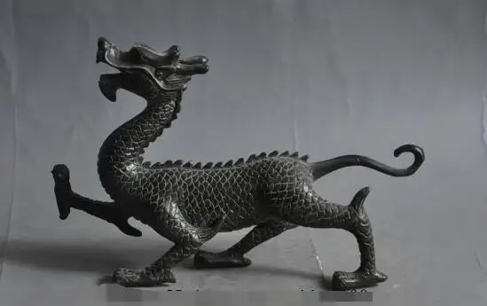 

S3687 7"lucky chinese fengshui bronze zodiac run dragon animal beast auspicious statue discount 30% (C0324)