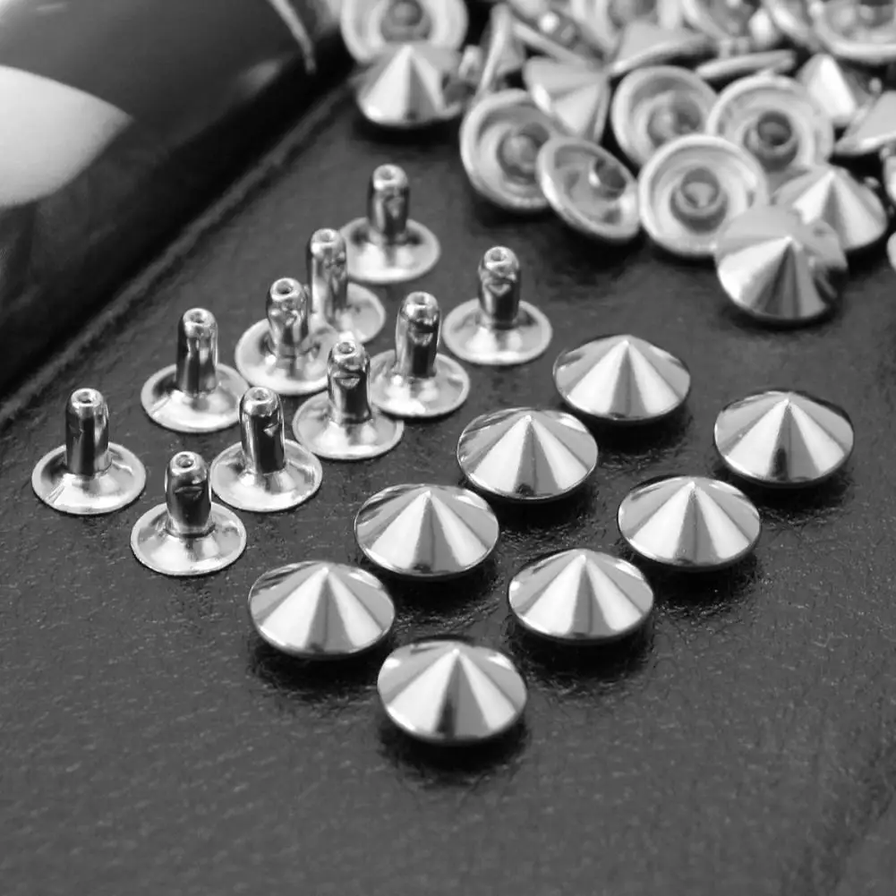 100 шт. 10 мм DIY панк-рок Silver Декоративные шпильки и шипы заклепки для одежды Leather Craft Костюмы обувь, сумки, украшение - изображение