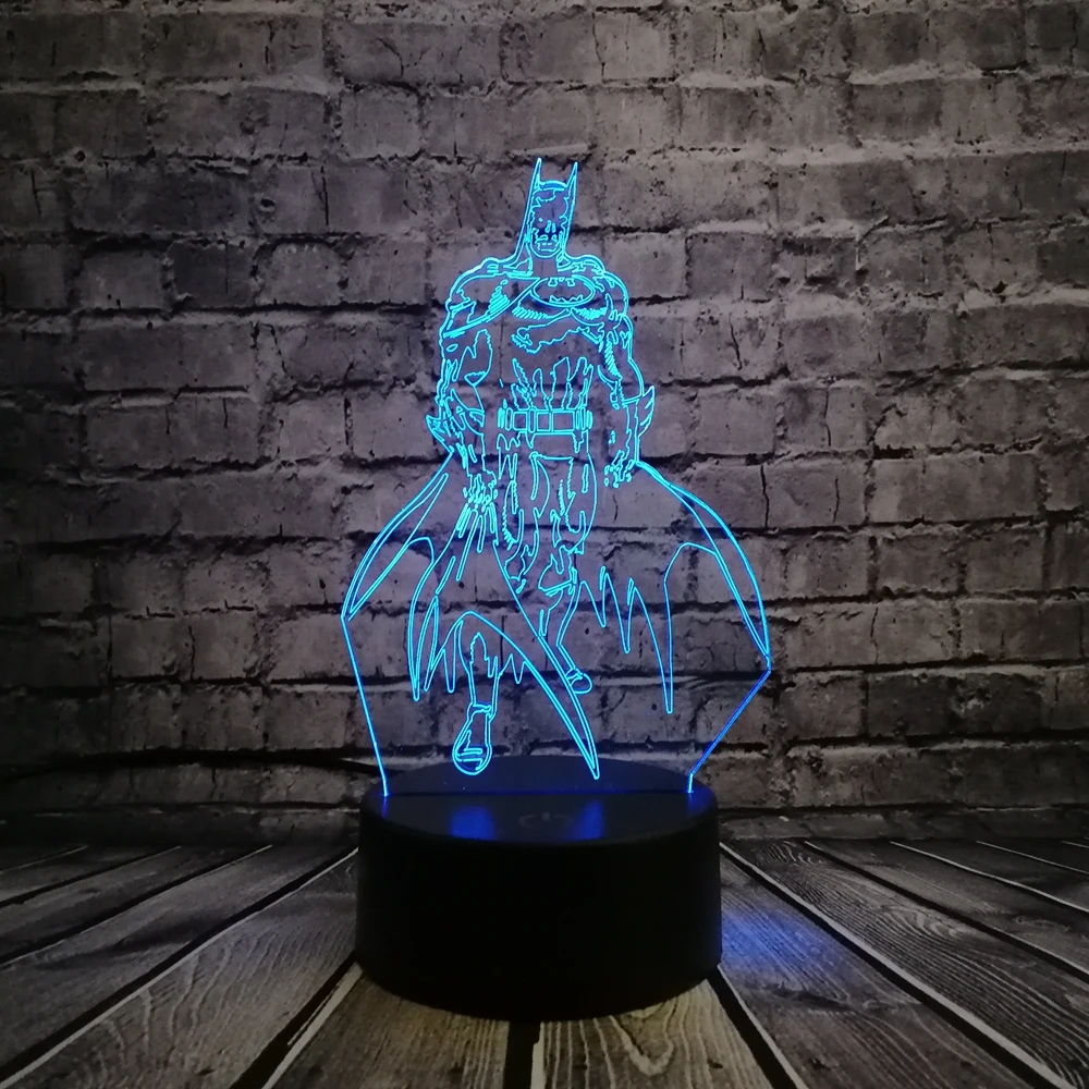 Marvel мультфильм фигурка 3D RGB лампа Бэтмен светодиодный ночник классный стол декоративный подарок для мальчика визуальная Иллюзия стол ребенок