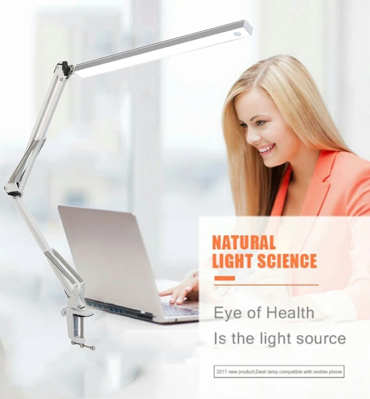 

LED Desk Lamp,Architect Lamp/LED Task Lamp with Clamp, Metal Swing Arm Desk Lamp,White