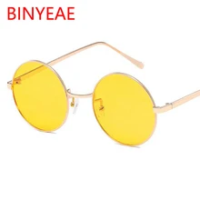 Винтажные Солнцезащитные очки, женские ретро круглые очки, желтые анти синие линзы, металлическая оправа, круглые прозрачные линзы, очки для близорукости, Oculos de grau