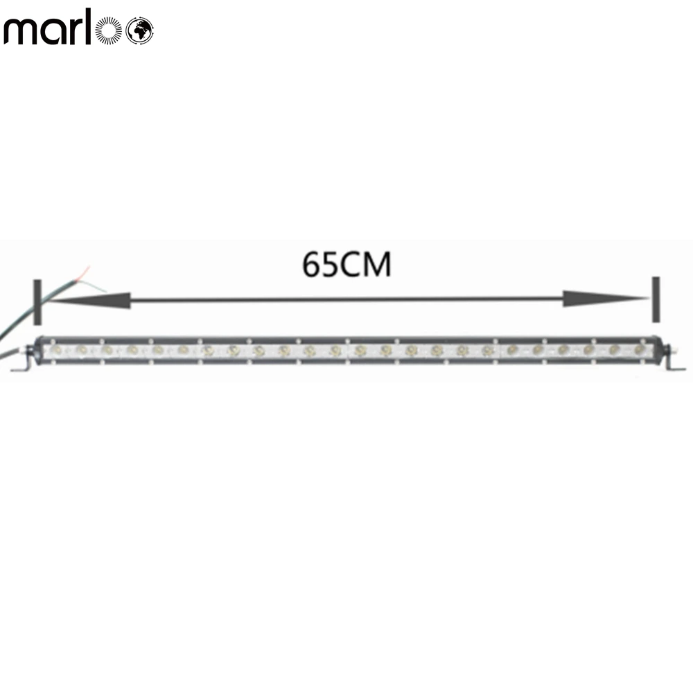 Marloo 1x Slim Light Bar 72W 26inch Single Row Thin LED Work Light Bar Spot Flood