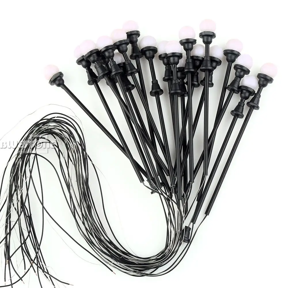 

20pcs Model trains Railway park garden Street Light Lamppost Lamp Single Head HO Black 1:100 New