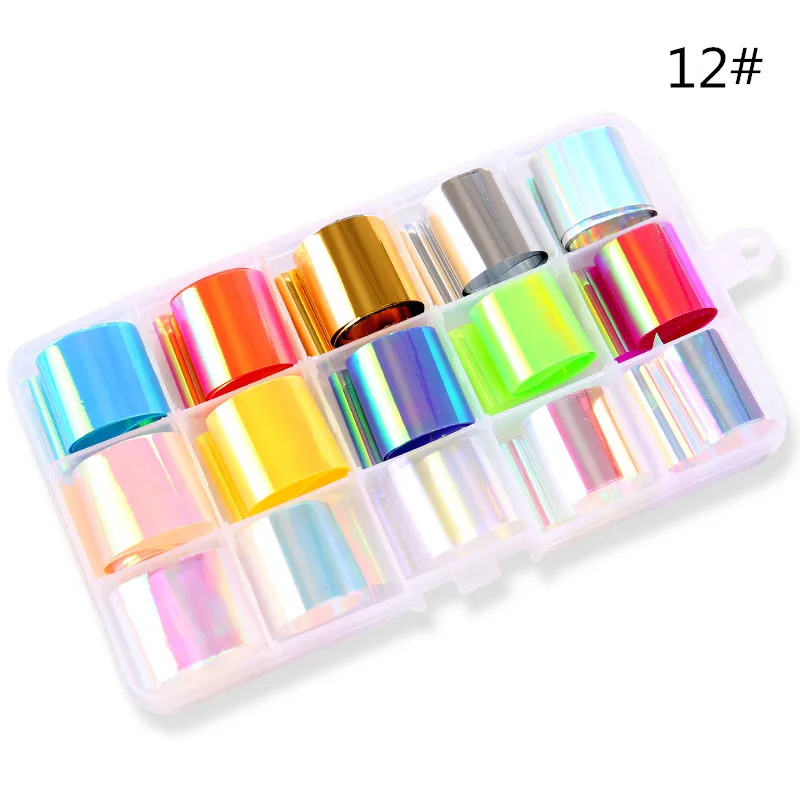 Decorações da Arte para Unhas Caixa Lote Folha Unha Gradiente Starry Sky Projeto Transferência Foil Sticker Manicure 13 - 13 Cheap Adesivos e decalques