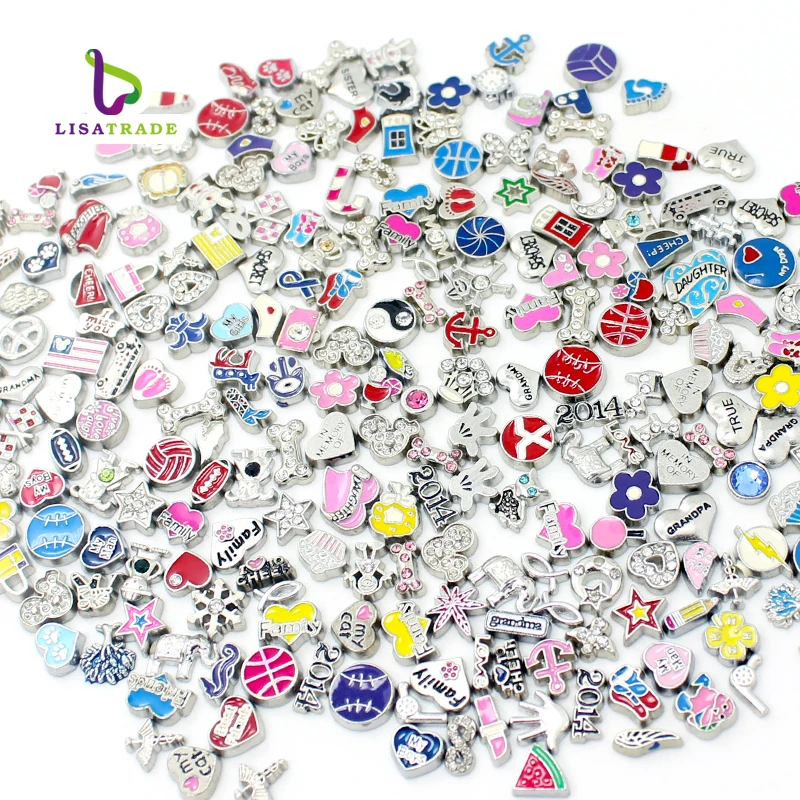 

2016 New Sale Floating Charms "Mix Style" Zinc Alloy Fit Floating charm lockets & Floating locket bracelet LSFC115*100