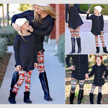 

Family Matching Mother Daughter Girls Christmas Legging Women Pants