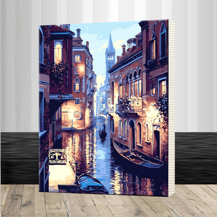 

Abstract Night Venetian alley Old City Painting Modern Art Wall Picture DIY Hand Painted Canvas Coloring