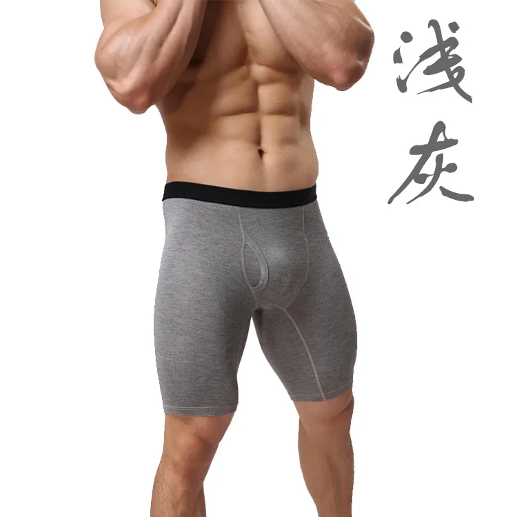 Mens Spring Shorts Homme Wear Shaper Body Building Pants Men Cotton Panties U Convex Pouch Shorts Knee Length Trousers A901 photo