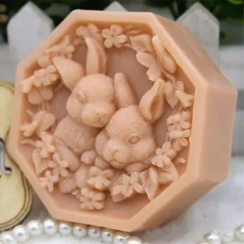 

Grainrain Silicone Soap Bar Mold DIY Craft Candle Resin Mold Rabbit Soap Silicone Mold