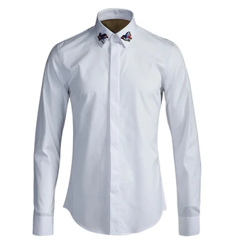 

HOT!! NEW Brand Luxury Men shirts Long Sleeve Chemise Homme Fashion Mens Casual shirts Pure manual delicate beaded bird shirts