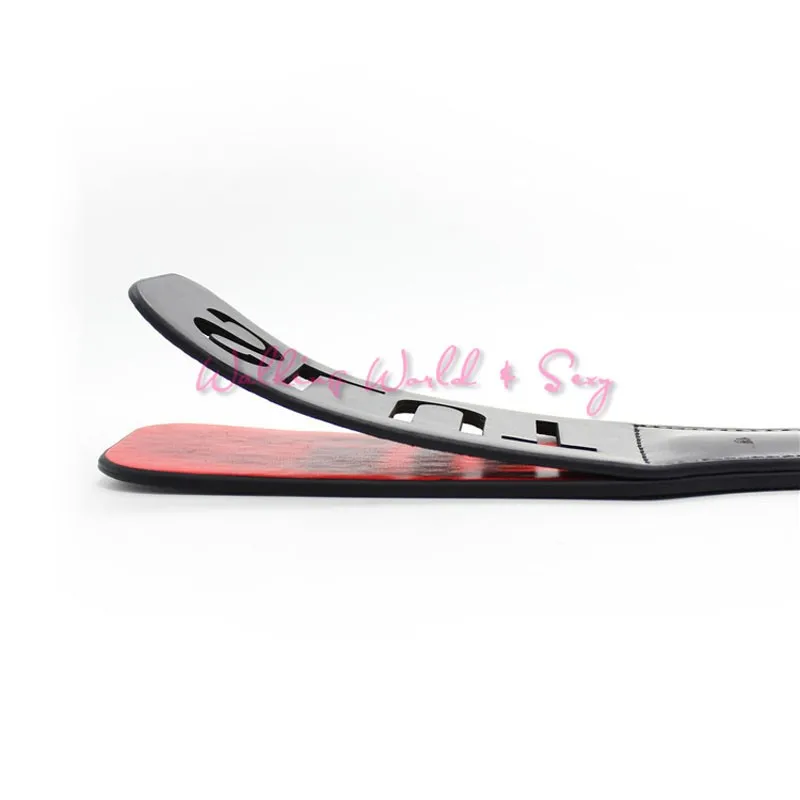 Adult Game Double Layers Leather Paddle With Word SLUT Sex Toys For Couples Fetish Slave Paddle Spanking Flogger Sex Products (2)
