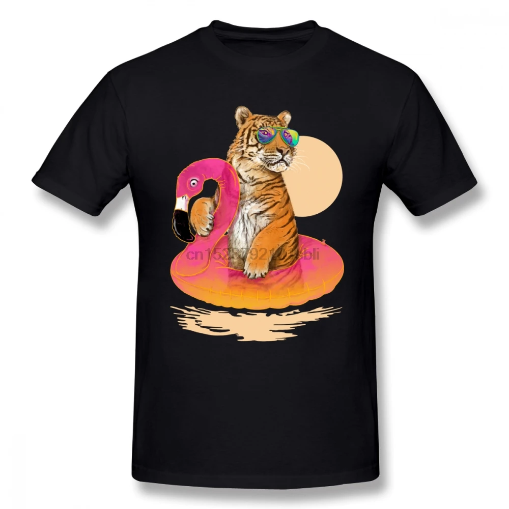 Мужская футболка Vaporwave Swimming Tiger модная упругая хлопковая Футболка большого
